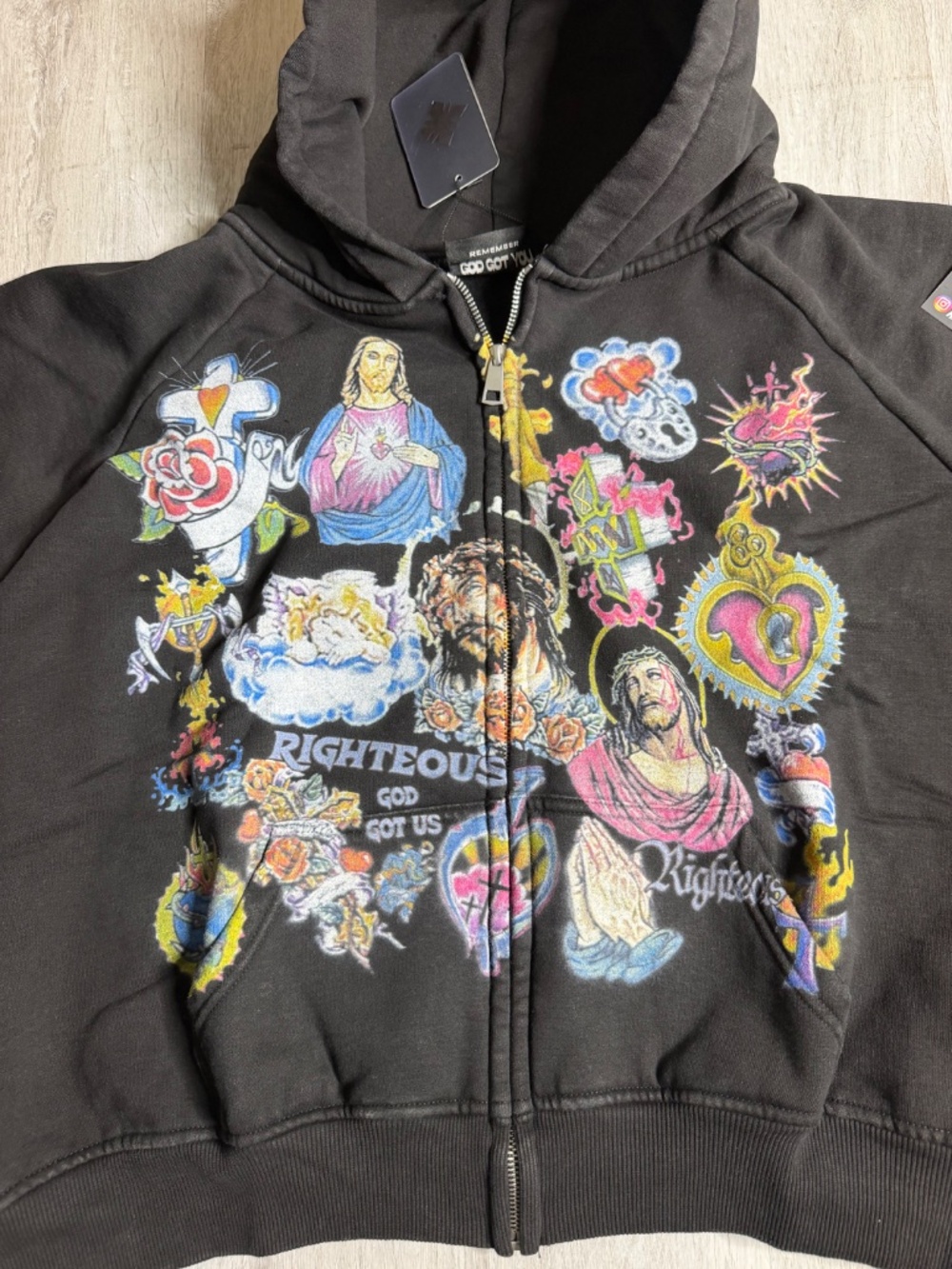 NEW* Black Righteous Zip Up Hoodie Sizes Small, Medium, Large, And XL 100% Real - Picture 5 of 7